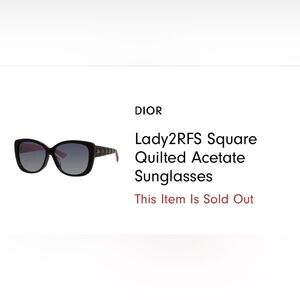 Lady Dior Black Square Quilted Acetate Sunglasses
